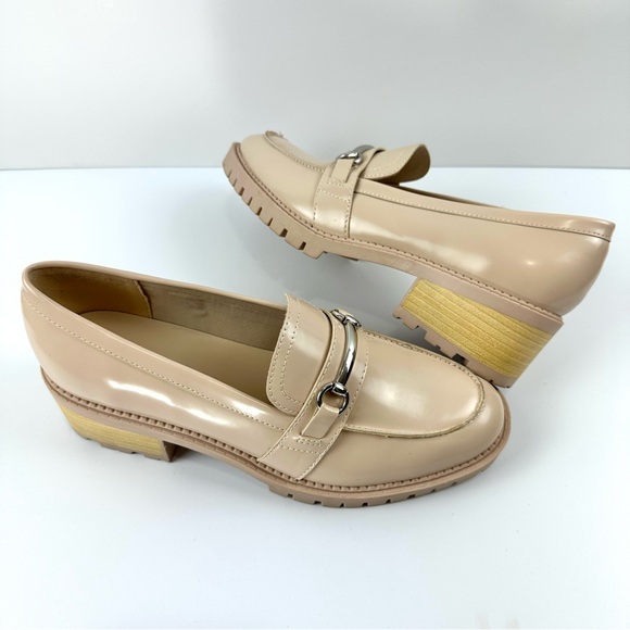 Marc Fisher NEW Women's Sz 10 Cream Dancel Loafer Shoes Chunky Block Heel Nude - Picture 2 of 11
